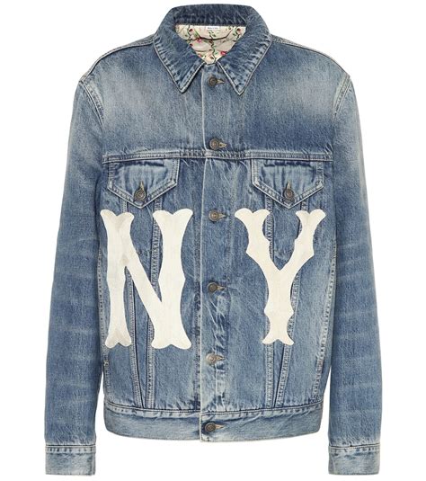 gucci yankees denim jacket|Gucci denim jackets for men.